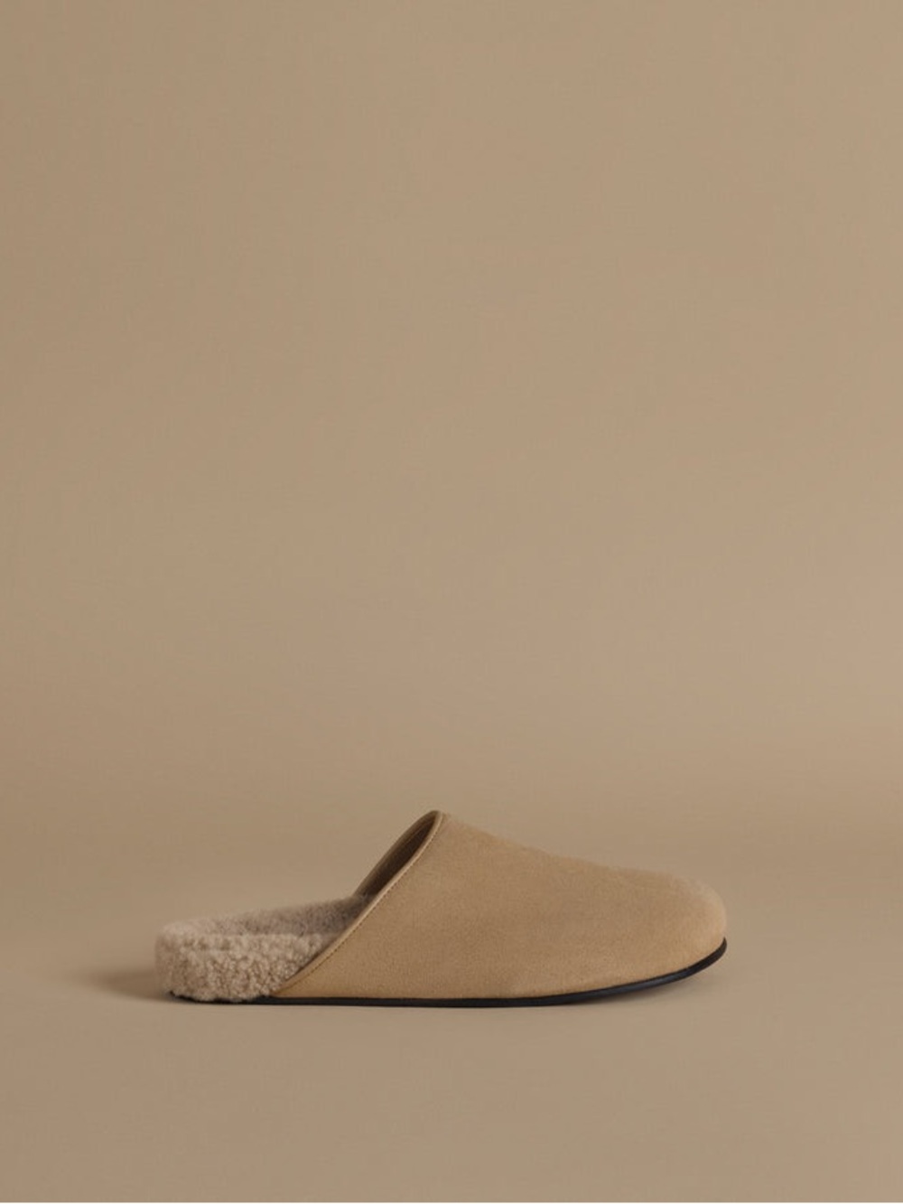 Jenni Kayne Suede Ashby Slip-On Mule in Sand Beige with Shearling